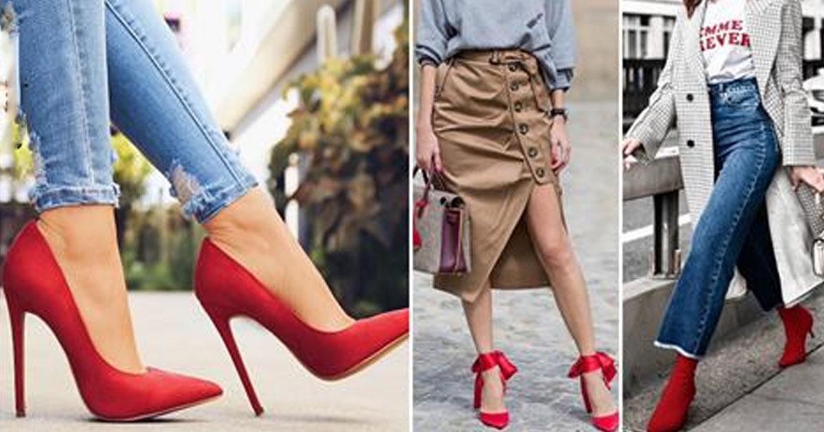 С чем носить красную обувь 2018: 30 сногсшибательных образов