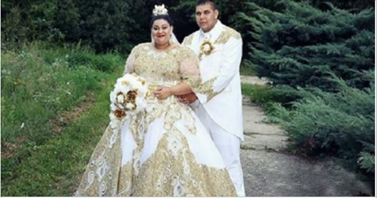 Цыганская невеста пришла на свадьбу в настоящем платье из золота