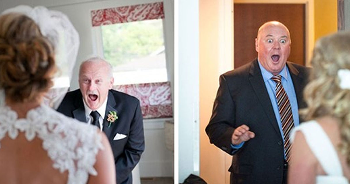 30 эмоциональных моментов, когда отцы впервые увидели своих дочерей в свадебных платьях