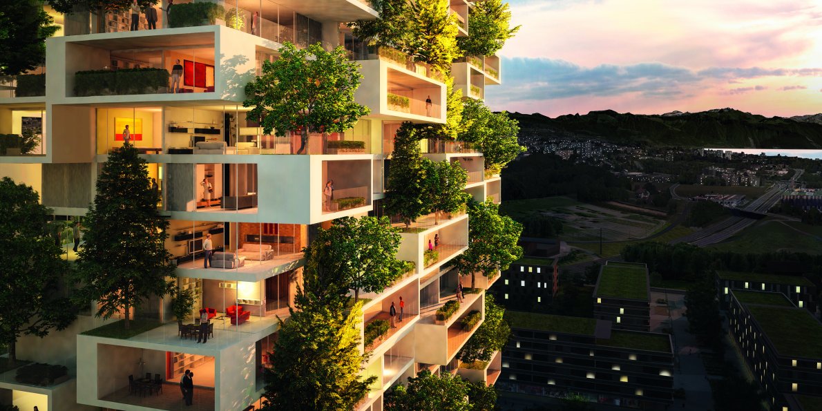 Фантастический «вертикальный лес» в Азии. Невероятный архитектурный комплекс для улучшения качества кислорода в мегаполисах.
