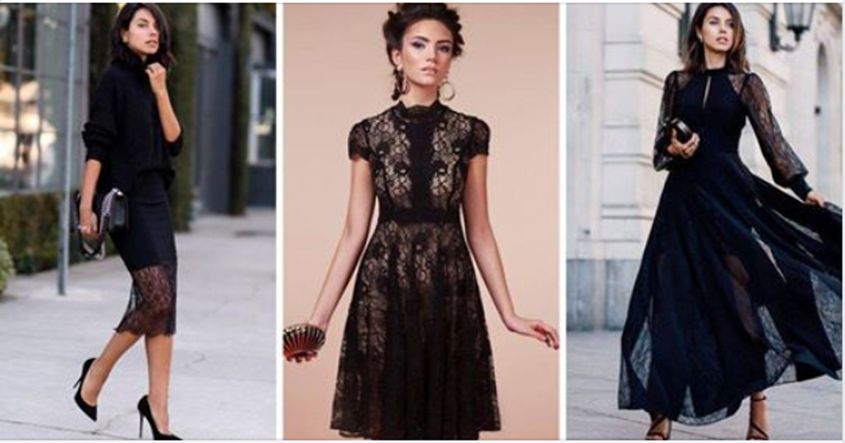 Модные черные кружевные платья: 17 королевских нарядов на каждый день